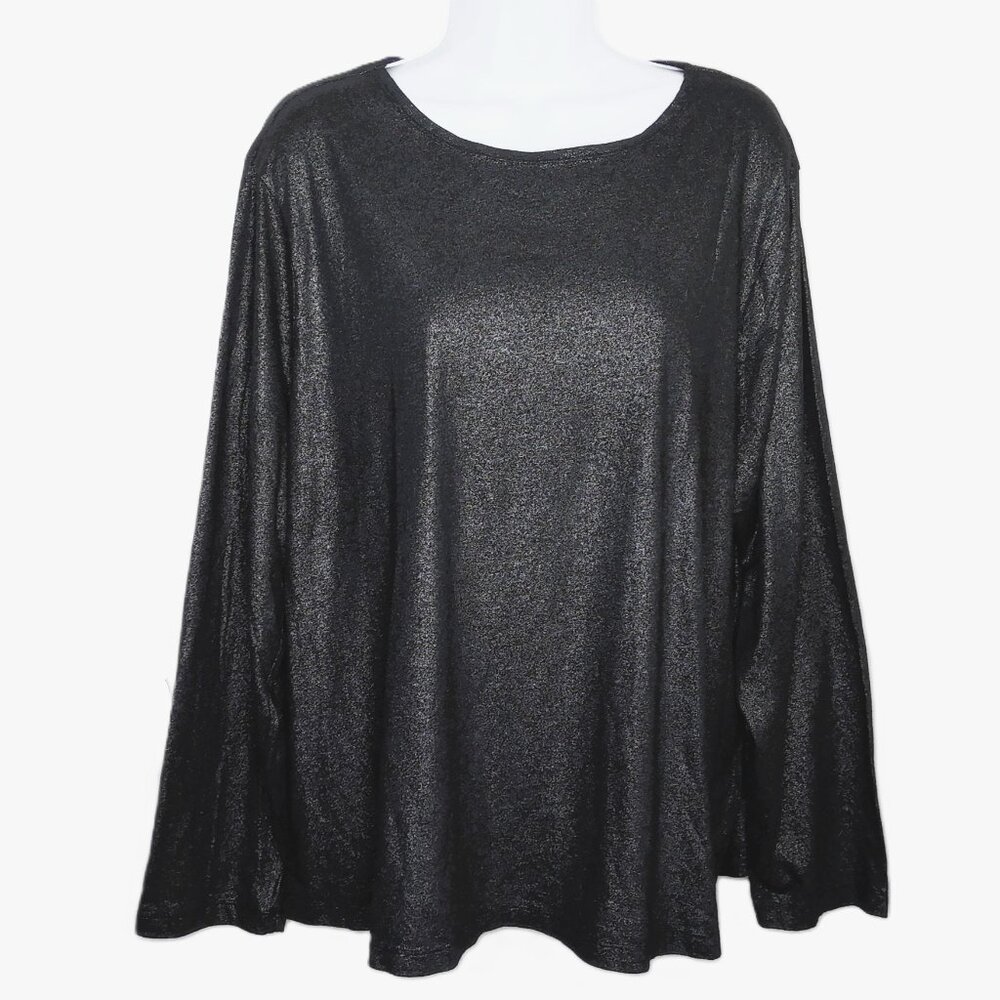 New Coldwater Creek Dressy Top Gunmetal Gray Sparkle Shimmer Party Plus Sz 2X